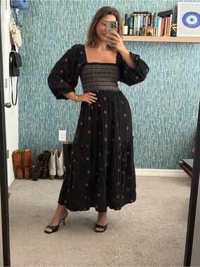 Free People | Dresses | New Free People Freeest Agatha Ruched Stretch  Cotton Dress Black Size Xs Sm | Poshmark